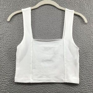 ASOS‎ Design Cotton Crop Cami with Square Neck and Seam Detail White 4